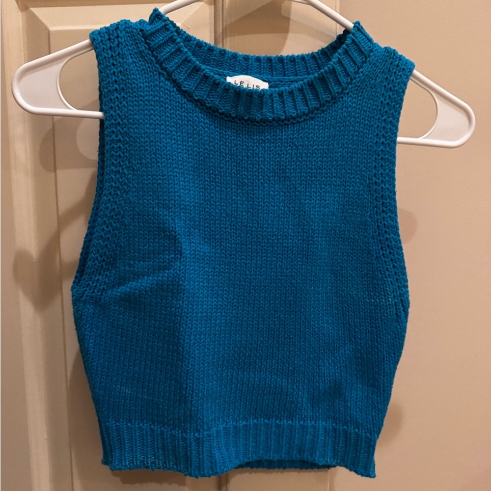 Le Lis Teal Knit Crop Top